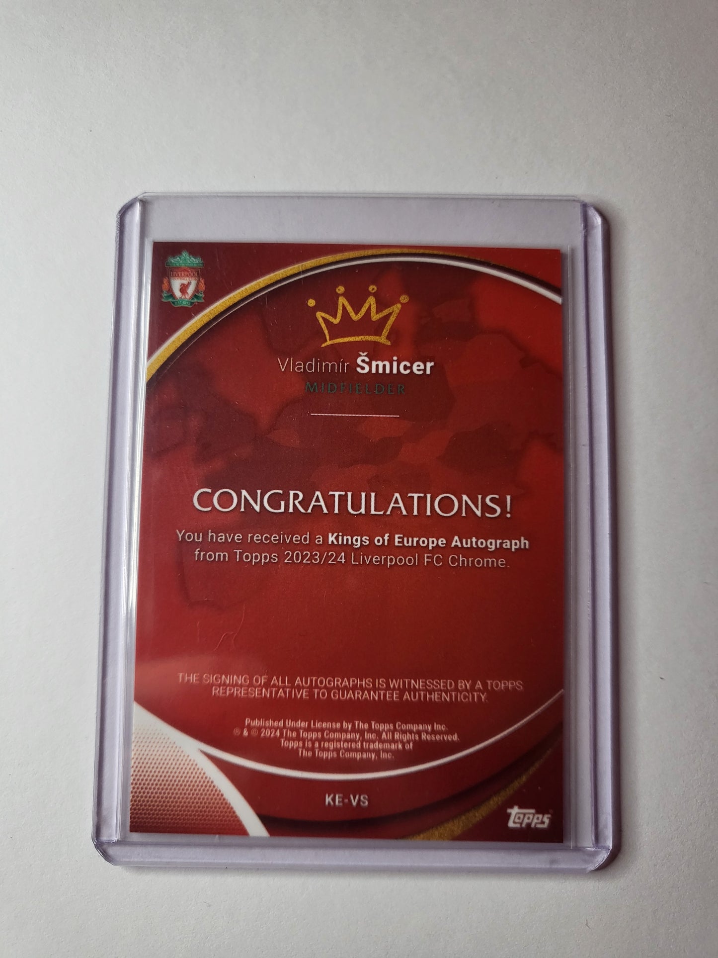 TOPPS Chrome LFC Vladamir Smicer Kings Of Europe