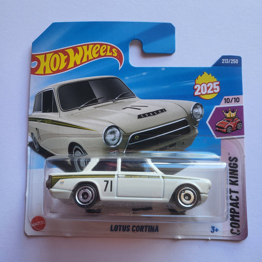 Hot Wheels Lotus Cortina toy car in packaging on a white background